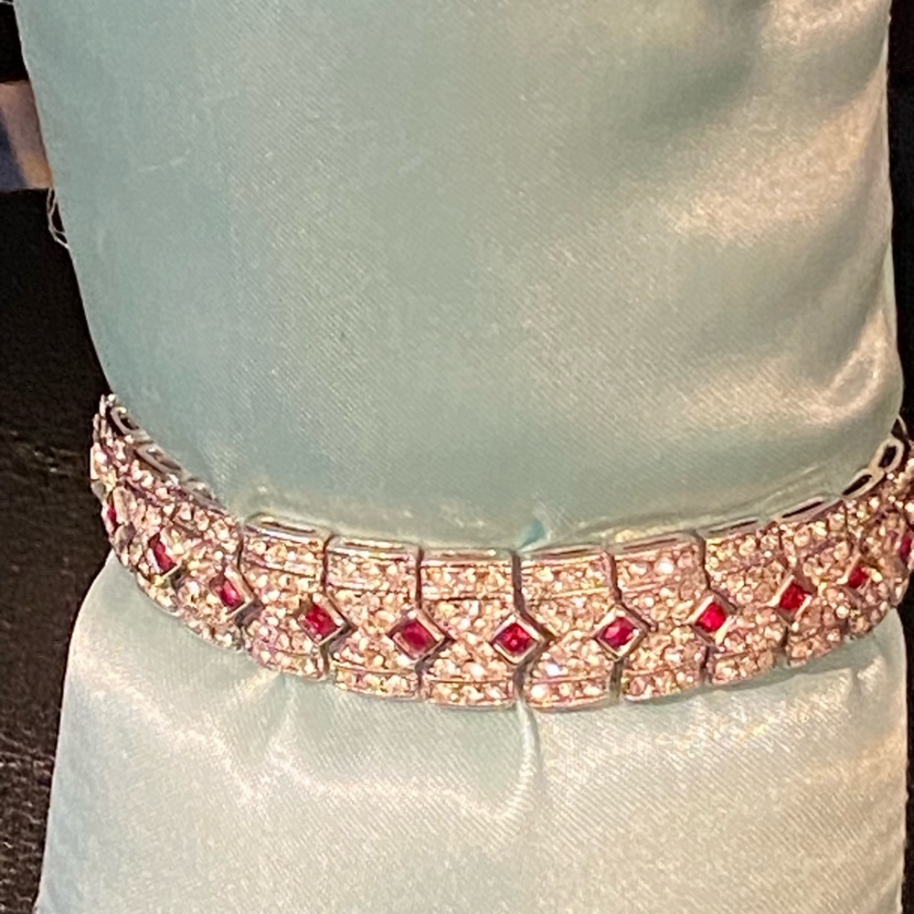 Bracelet simulated rubies and diamonds